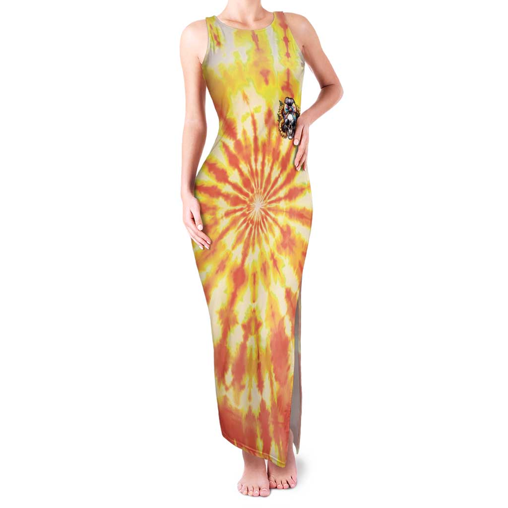 She Is Sunshine Skull Tank Maxi Dress Tie Dye Yellow