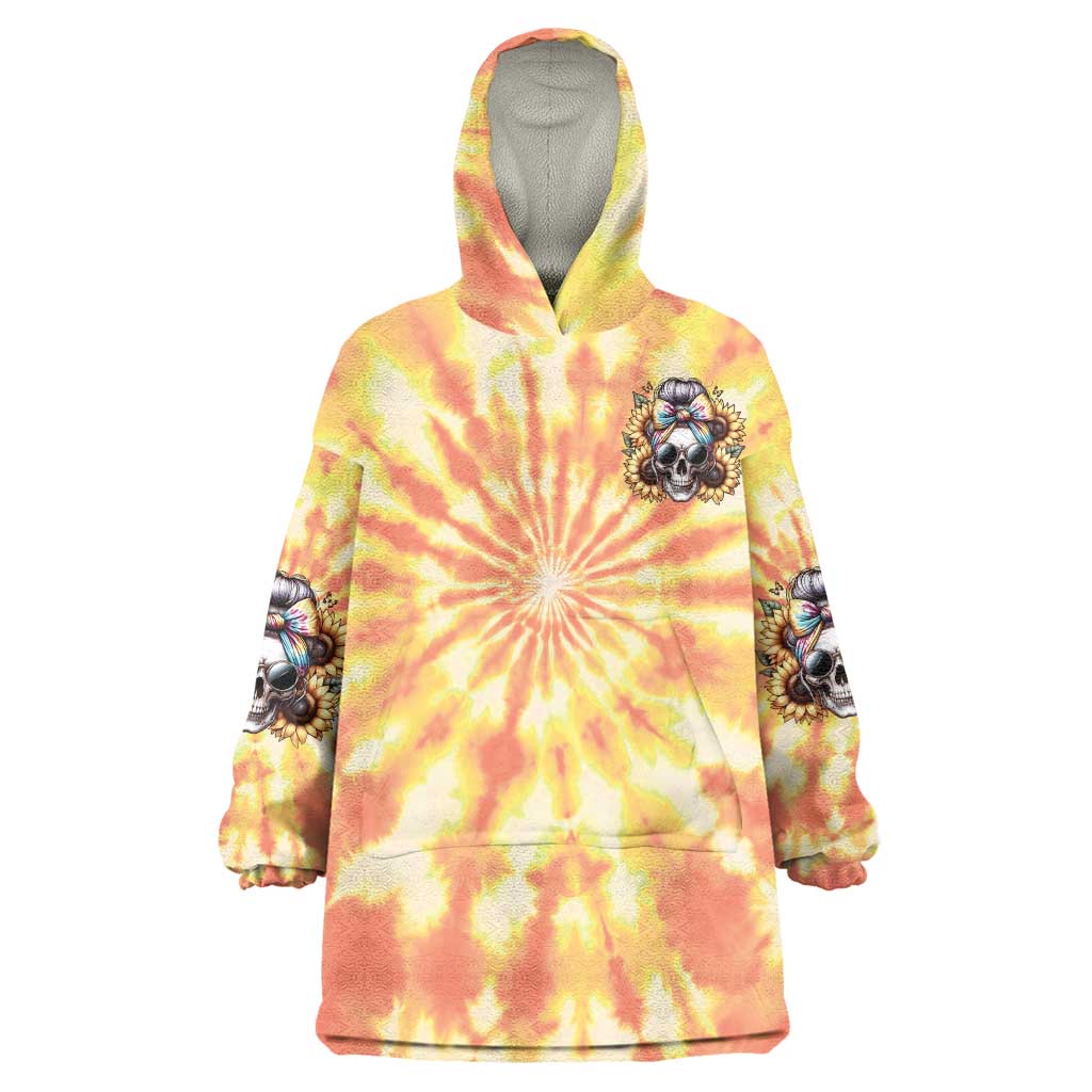 She Is Sunshine Skull Wearable Blanket Hoodie Tie Dye Yellow