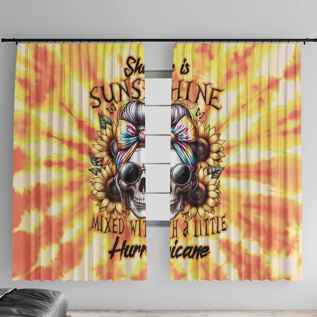 She Is Sunshine Skull Window Curtain Tie Dye Yellow - Wonder Print Shop