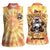 She Is Sunshine Skull Women Sleeveless Polo Shirt Tie Dye Yellow