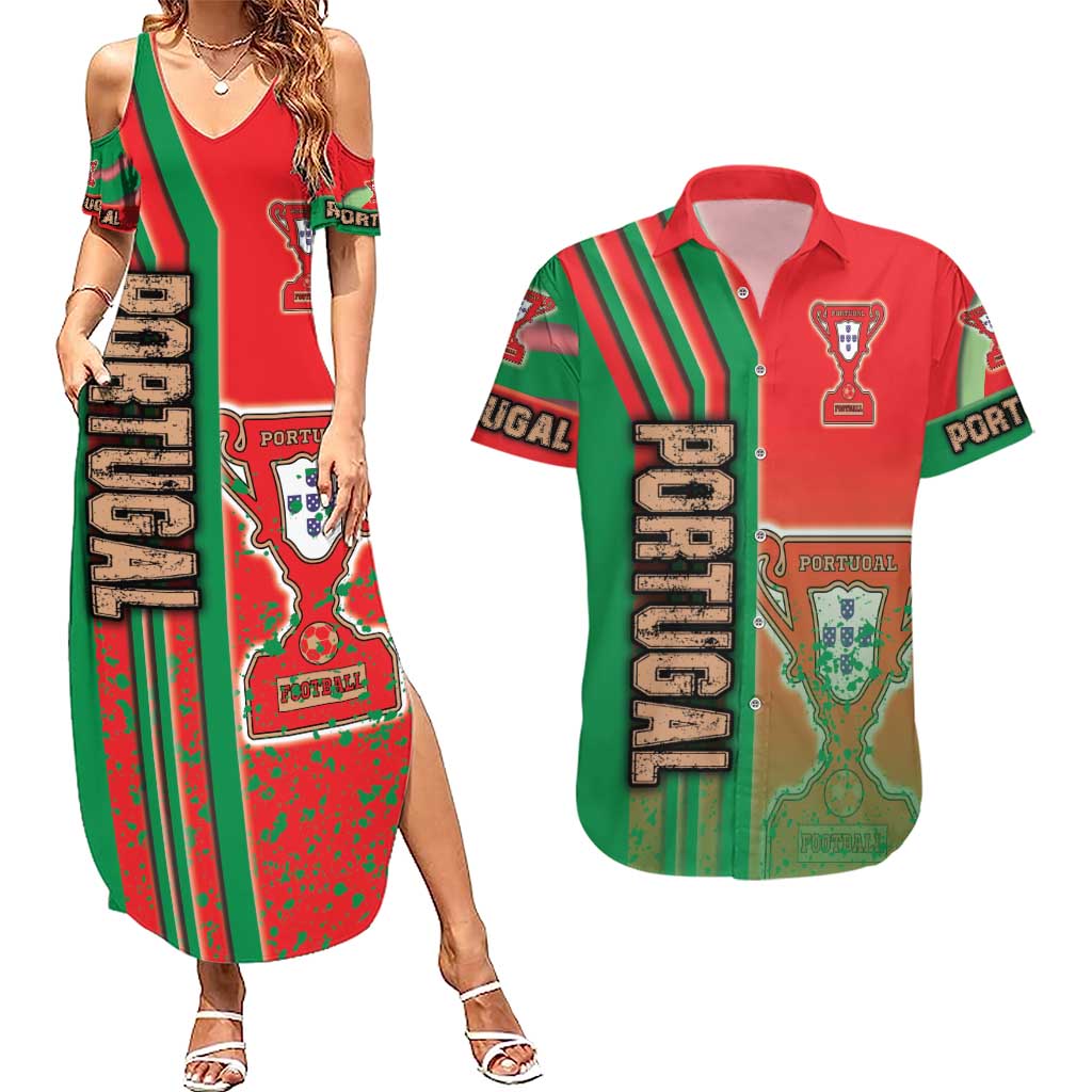 Portugal Football Couples Matching Summer Maxi Dress and Hawaiian Shirt Selecao das Quinas Soccer - Road To Champion