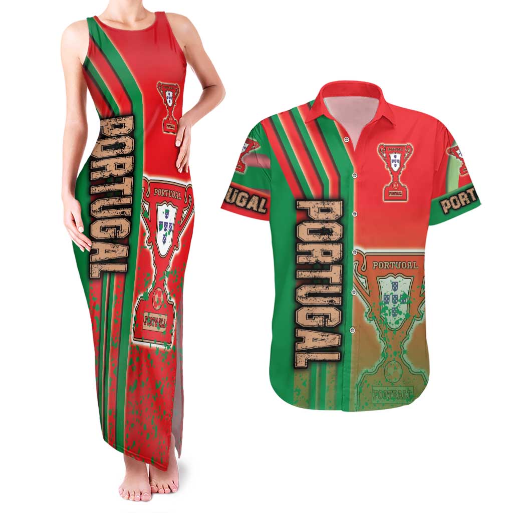 Portugal Football Couples Matching Tank Maxi Dress and Hawaiian Shirt Selecao das Quinas Soccer - Road To Champion