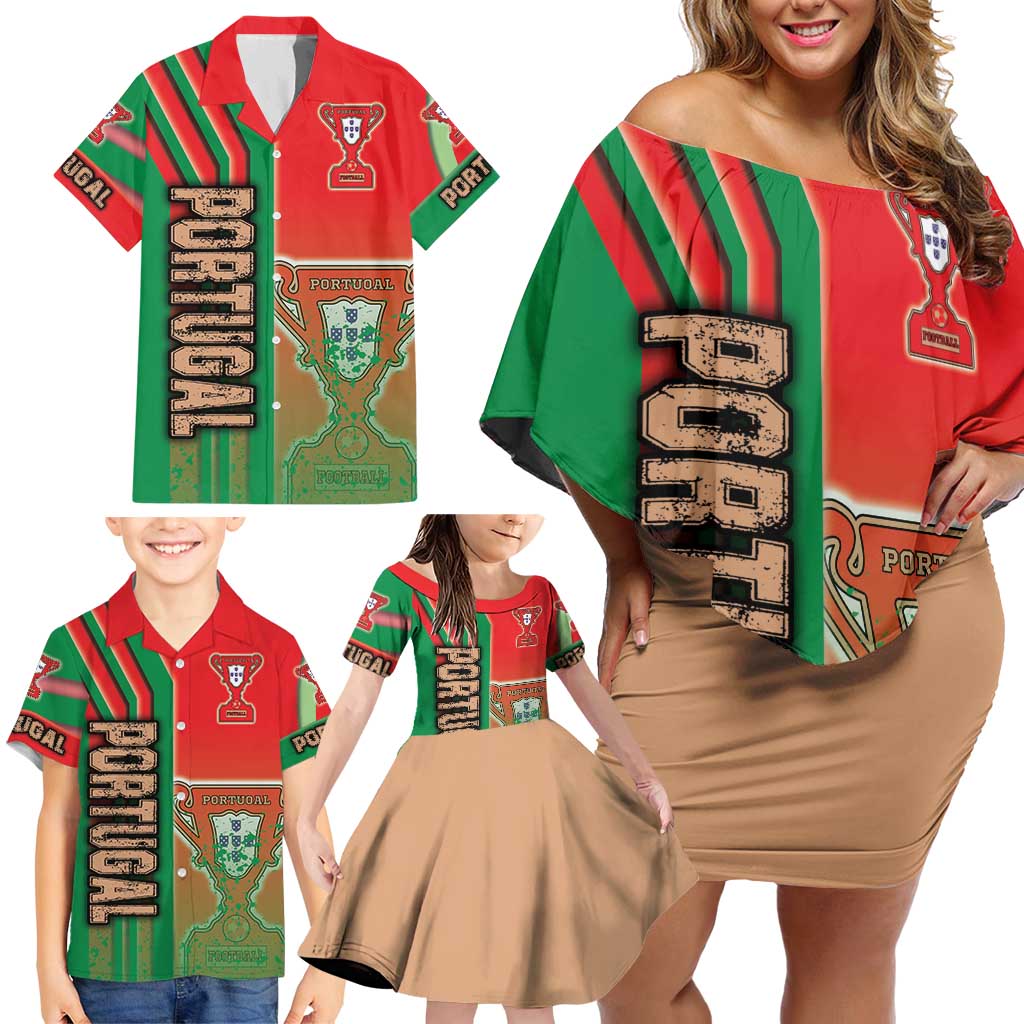 Portugal Football Family Matching Off Shoulder Short Dress and Hawaiian Shirt Selecao das Quinas Soccer - Road To Champion