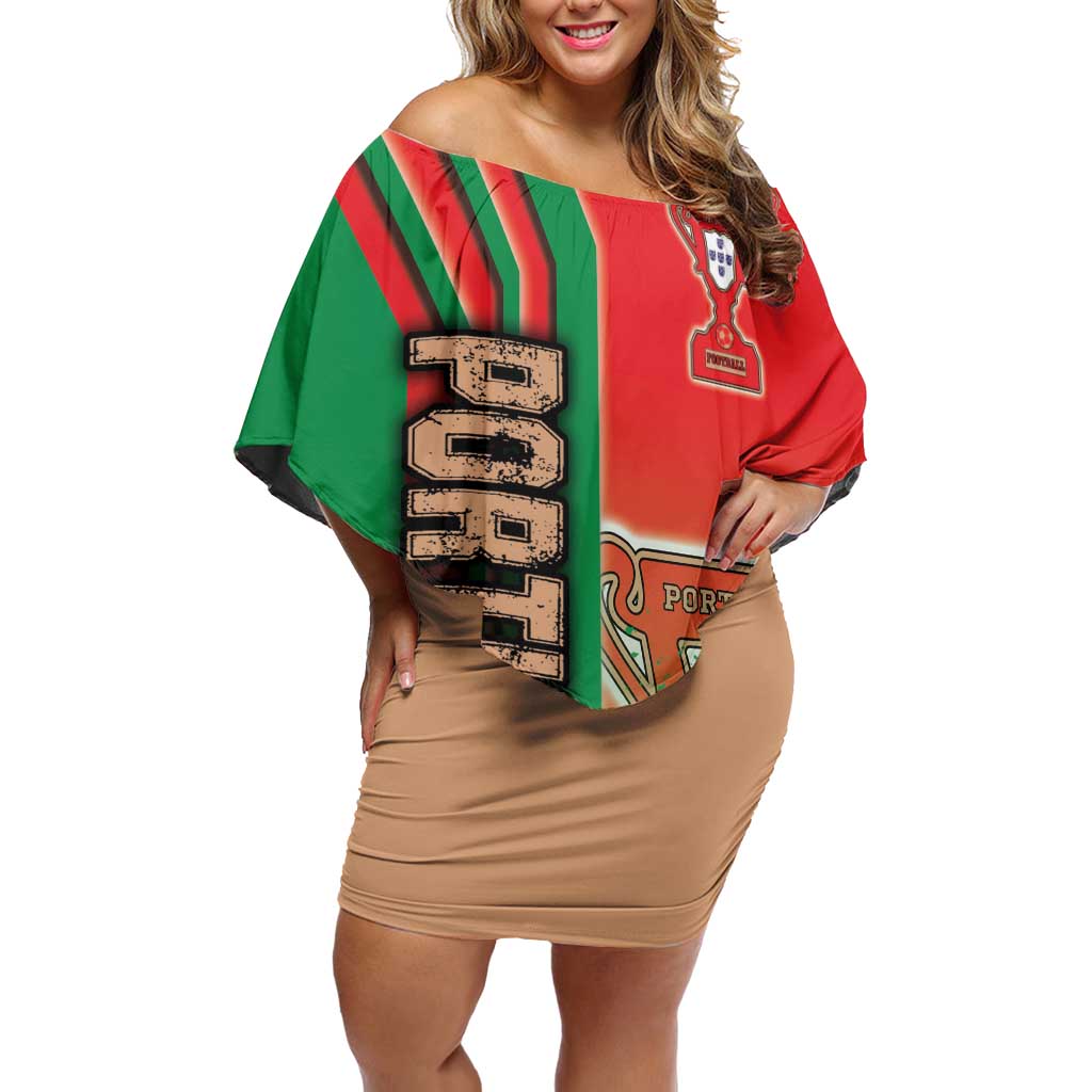 Portugal Football Off Shoulder Short Dress Selecao das Quinas Soccer - Road To Champion - Wonder Print Shop