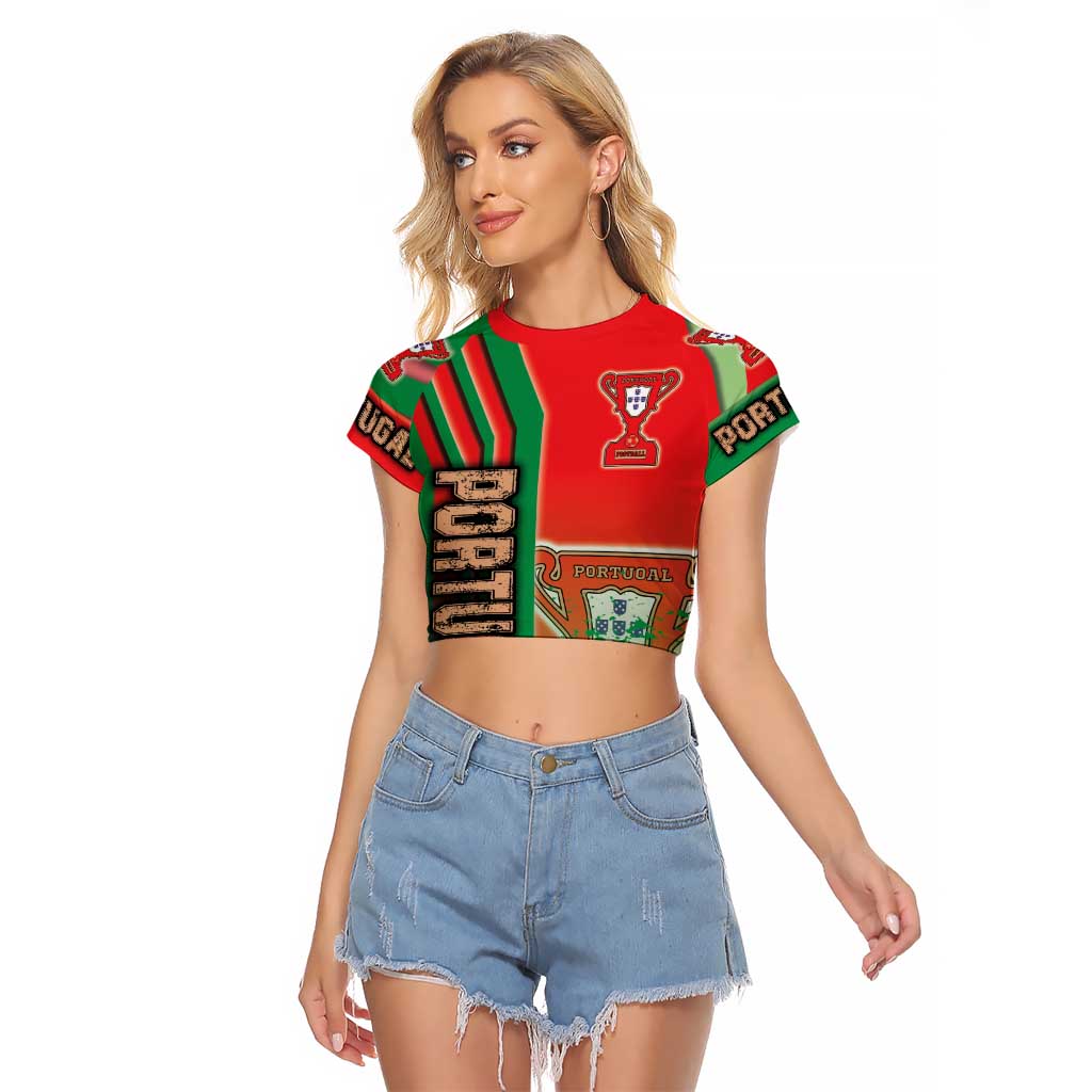 Portugal Football Raglan Cropped T Shirt Selecao das Quinas Soccer - Road To Champion - Wonder Print Shop