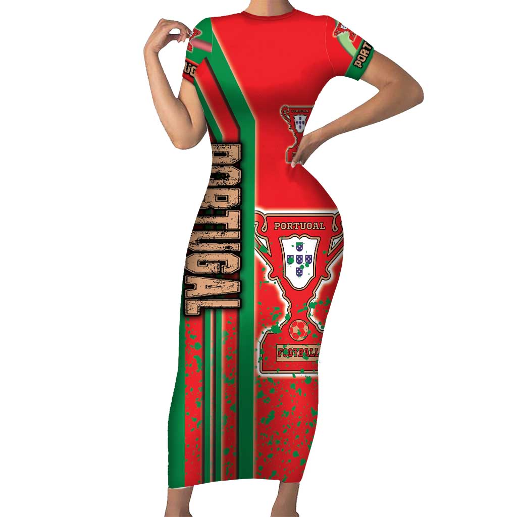 Portugal Football Short Sleeve Bodycon Dress Selecao das Quinas Soccer - Road To Champion - Wonder Print Shop