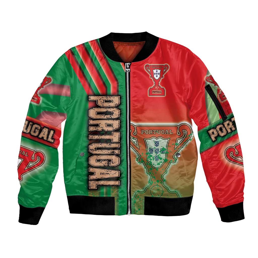 Portugal Football Sleeve Zip Bomber Jacket Selecao das Quinas Soccer - Road To Champion - Wonder Print Shop