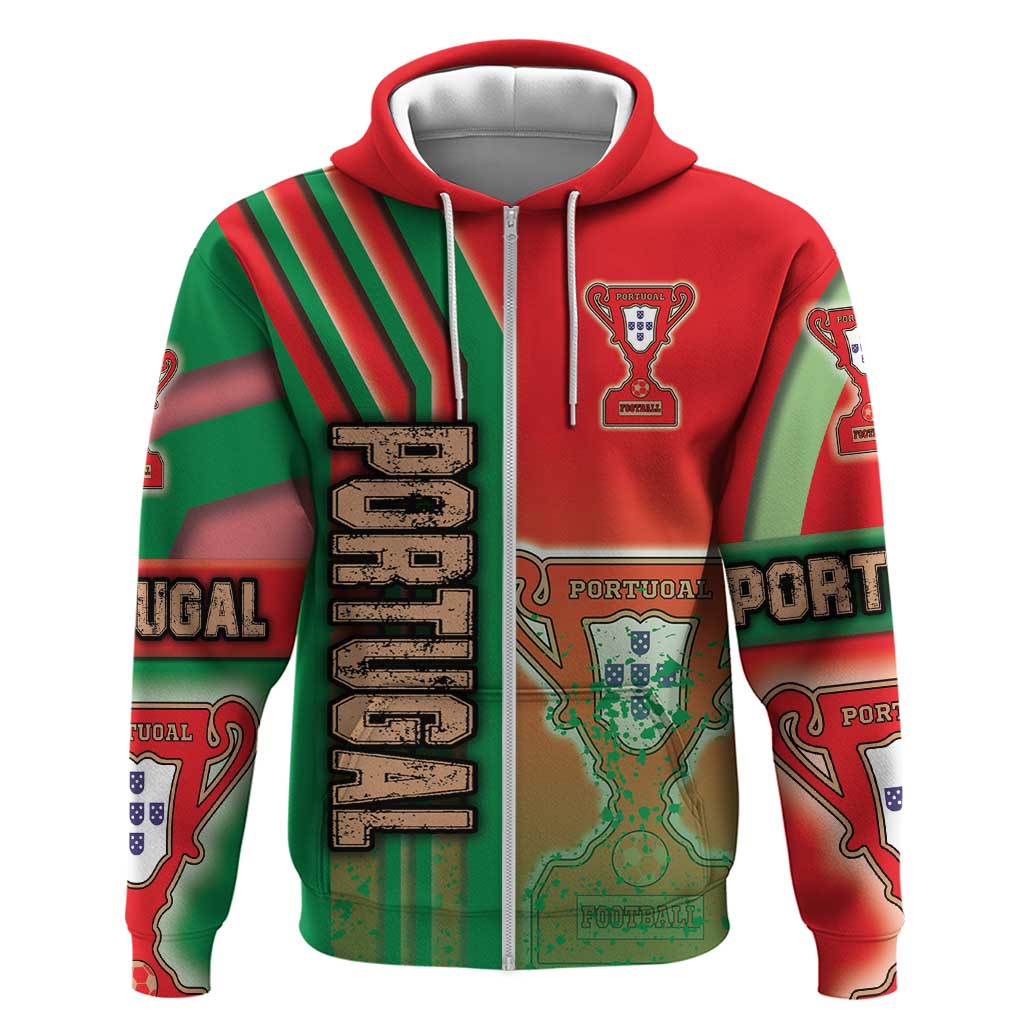 Portugal Football Zip Hoodie Selecao das Quinas Soccer - Road To Champion - Wonder Print Shop