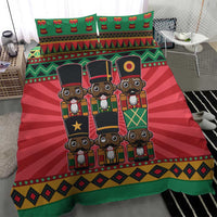 Red and green nutcracker character bedding duvet with bold geometric border