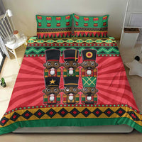 Nutcracker character bedding set with red and green duvet and two pillow shams