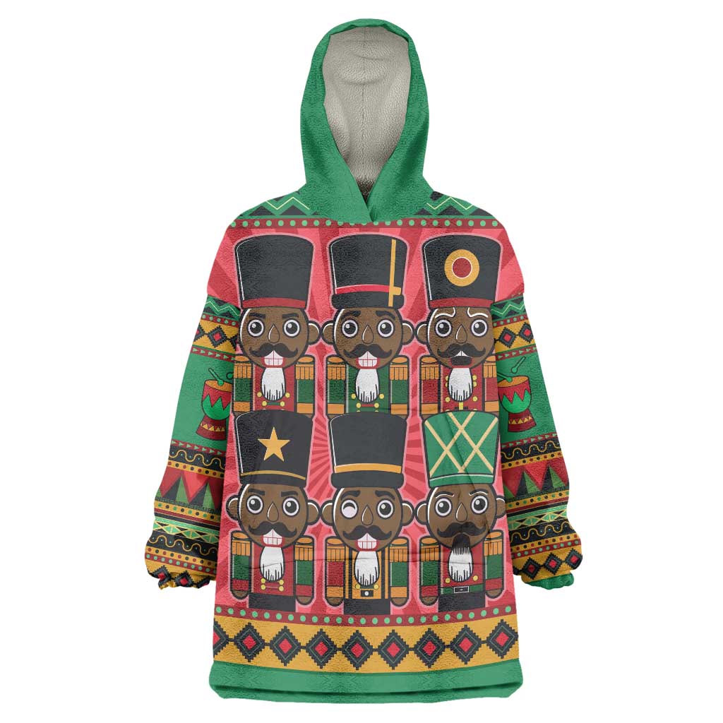 Black Nutcrackers Wearable Blanket Hoodie Afro Christmas