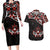 Canada Day Couples Matching Long Sleeve Bodycon Dress and Hawaiian Shirt Haida Maple Leaf Style Tattoo Black