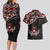 Canada Day Couples Matching Long Sleeve Bodycon Dress and Hawaiian Shirt Haida Maple Leaf Style Tattoo Black