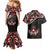 Canada Day Couples Matching Mermaid Dress and Hawaiian Shirt Haida Maple Leaf Style Tattoo Black