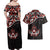 Canada Day Couples Matching Off Shoulder Maxi Dress and Hawaiian Shirt Haida Maple Leaf Style Tattoo Black