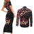 Canada Day Couples Matching Short Sleeve Bodycon Dress and Long Sleeve Button Shirt Haida Maple Leaf Style Tattoo Black