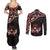 Canada Day Couples Matching Summer Maxi Dress and Long Sleeve Button Shirt Haida Maple Leaf Style Tattoo Black