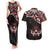 Canada Day Couples Matching Tank Maxi Dress and Hawaiian Shirt Haida Maple Leaf Style Tattoo Black