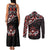 Canada Day Couples Matching Tank Maxi Dress and Long Sleeve Button Shirt Haida Maple Leaf Style Tattoo Black