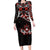 Canada Day Family Matching Long Sleeve Bodycon Dress and Hawaiian Shirt Haida Maple Leaf Style Tattoo Black