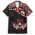 Canada Day Family Matching Off The Shoulder Long Sleeve Dress and Hawaiian Shirt Haida Maple Leaf Style Tattoo Black