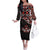 Canada Day Family Matching Off The Shoulder Long Sleeve Dress and Hawaiian Shirt Haida Maple Leaf Style Tattoo Black