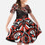 Canada Day Family Matching Off Shoulder Maxi Dress and Hawaiian Shirt Haida Maple Leaf Style Tattoo Black