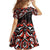 Canada Day Family Matching Off Shoulder Maxi Dress and Hawaiian Shirt Haida Maple Leaf Style Tattoo Black