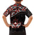 Canada Day Family Matching Off Shoulder Short Dress and Hawaiian Shirt Haida Maple Leaf Style Tattoo Black