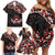 Canada Day Family Matching Off Shoulder Short Dress and Hawaiian Shirt Haida Maple Leaf Style Tattoo Black