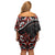 Canada Day Family Matching Off Shoulder Short Dress and Hawaiian Shirt Haida Maple Leaf Style Tattoo Black