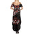 Canada Day Family Matching Summer Maxi Dress and Hawaiian Shirt Haida Maple Leaf Style Tattoo Black