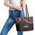 Canada Day Leather Tote Bag Haida Maple Leaf Style Tattoo Black