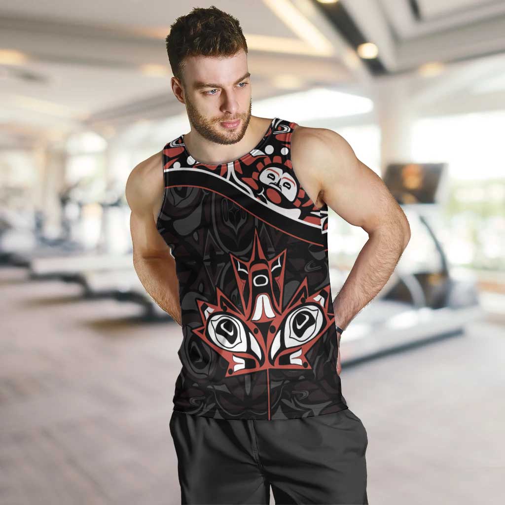 Canada Day Men Tank Top Haida Maple Leaf Style Tattoo Black - Wonder Print Shop