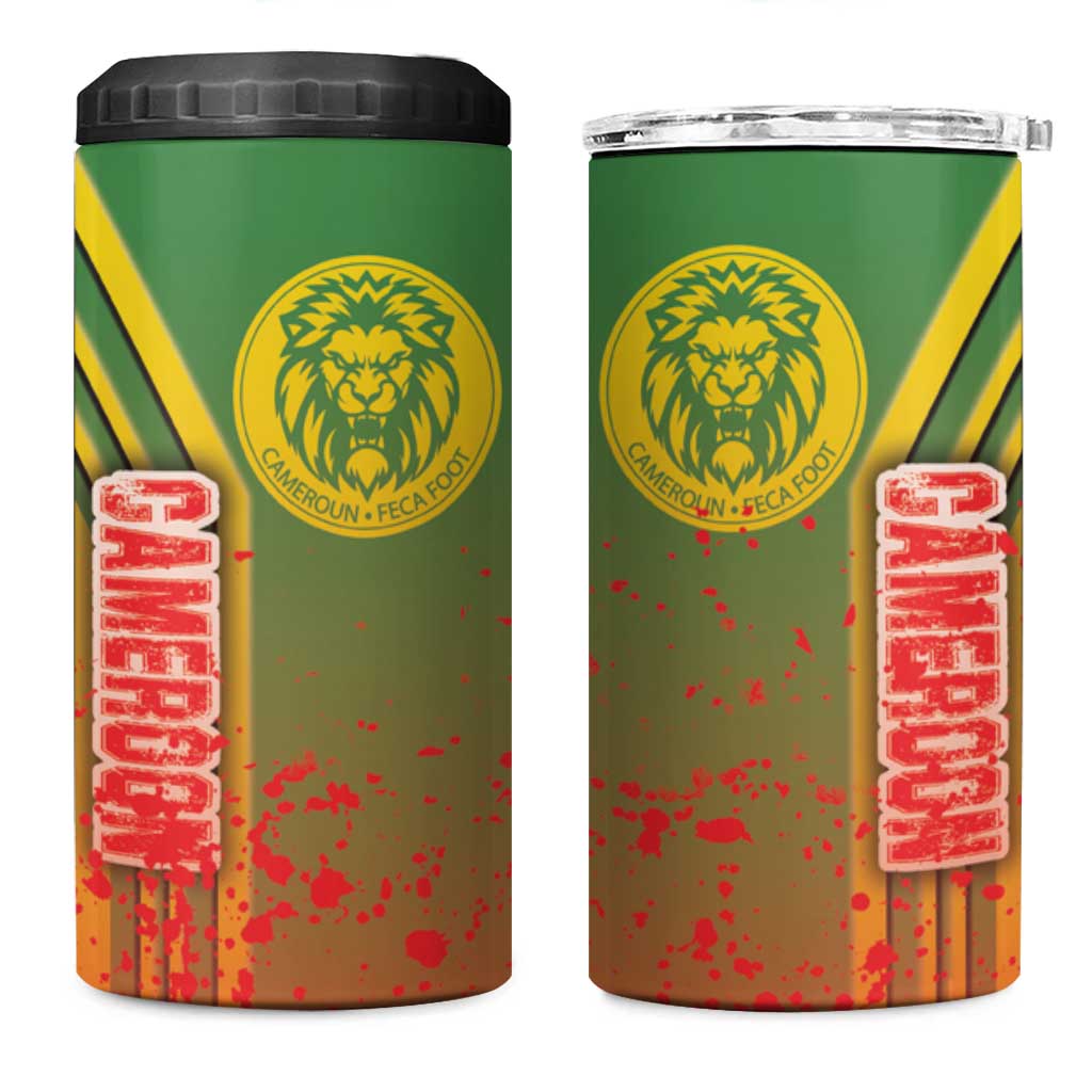 Cameroon Football 4 in 1 Can Cooler Tumbler Indomitable Lions Soccer - Road To Champion