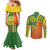 Cameroon Football Couples Matching Mermaid Dress and Long Sleeve Button Shirt Indomitable Lions Soccer - Road To Champion