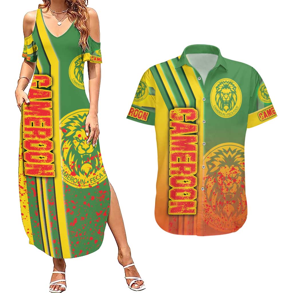 Cameroon Football Couples Matching Summer Maxi Dress and Hawaiian Shirt Indomitable Lions Soccer - Road To Champion