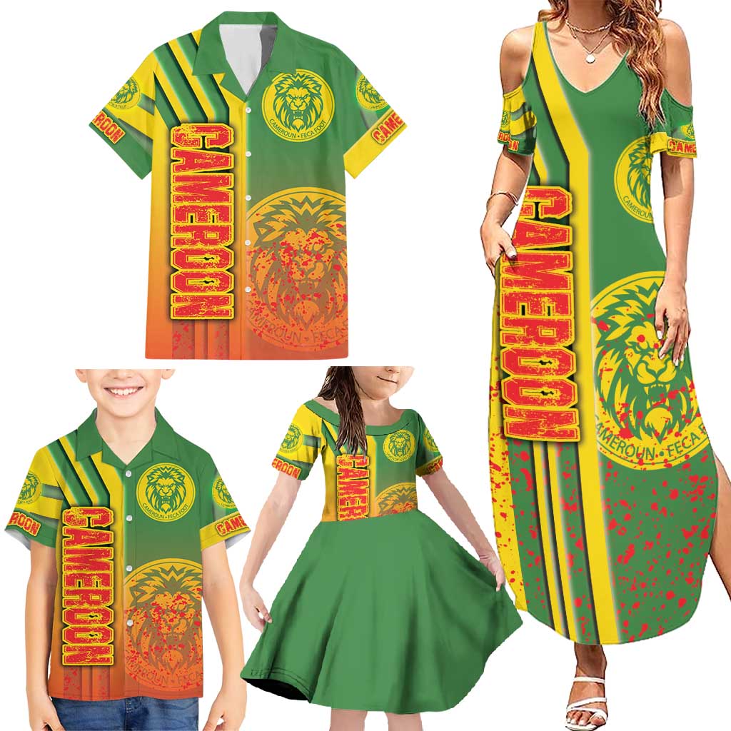 Cameroon Football Family Matching Summer Maxi Dress and Hawaiian Shirt Indomitable Lions Soccer - Road To Champion