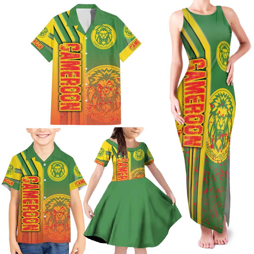 Cameroon Football Family Matching Tank Maxi Dress and Hawaiian Shirt Indomitable Lions Soccer - Road To Champion