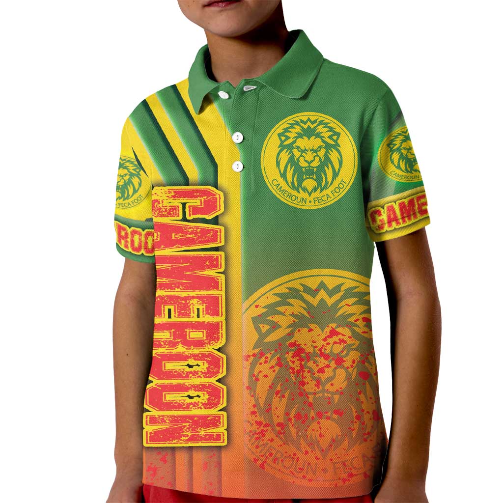 Cameroon Football Kid Polo Shirt Indomitable Lions Soccer - Road To Champion - Wonder Print Shop