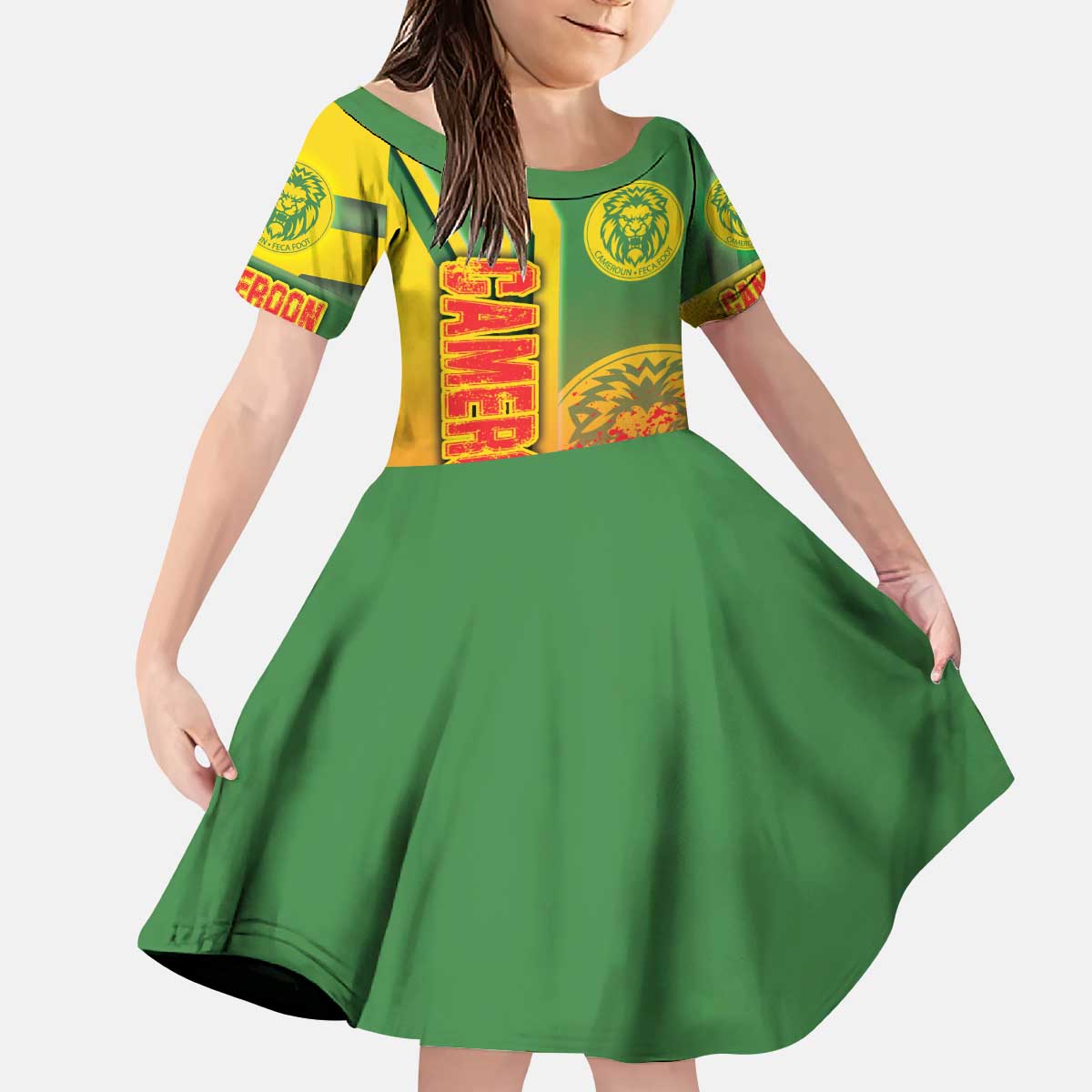 Cameroon Football Kid Short Sleeve Dress Indomitable Lions Soccer - Road To Champion - Wonder Print Shop