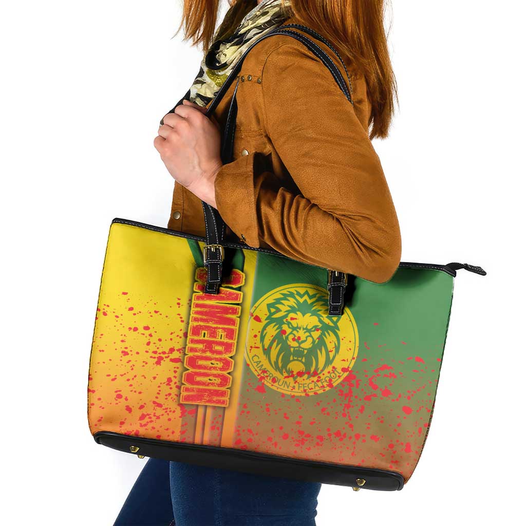 Cameroon Football Leather Tote Bag Indomitable Lions Soccer - Road To Champion