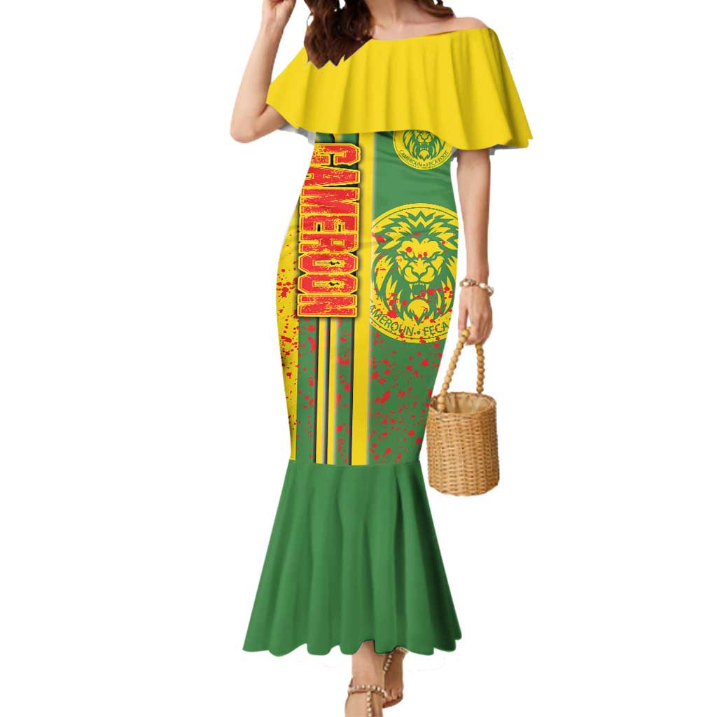 Cameroon Football Mermaid Dress Indomitable Lions Soccer - Road To Champion - Wonder Print Shop