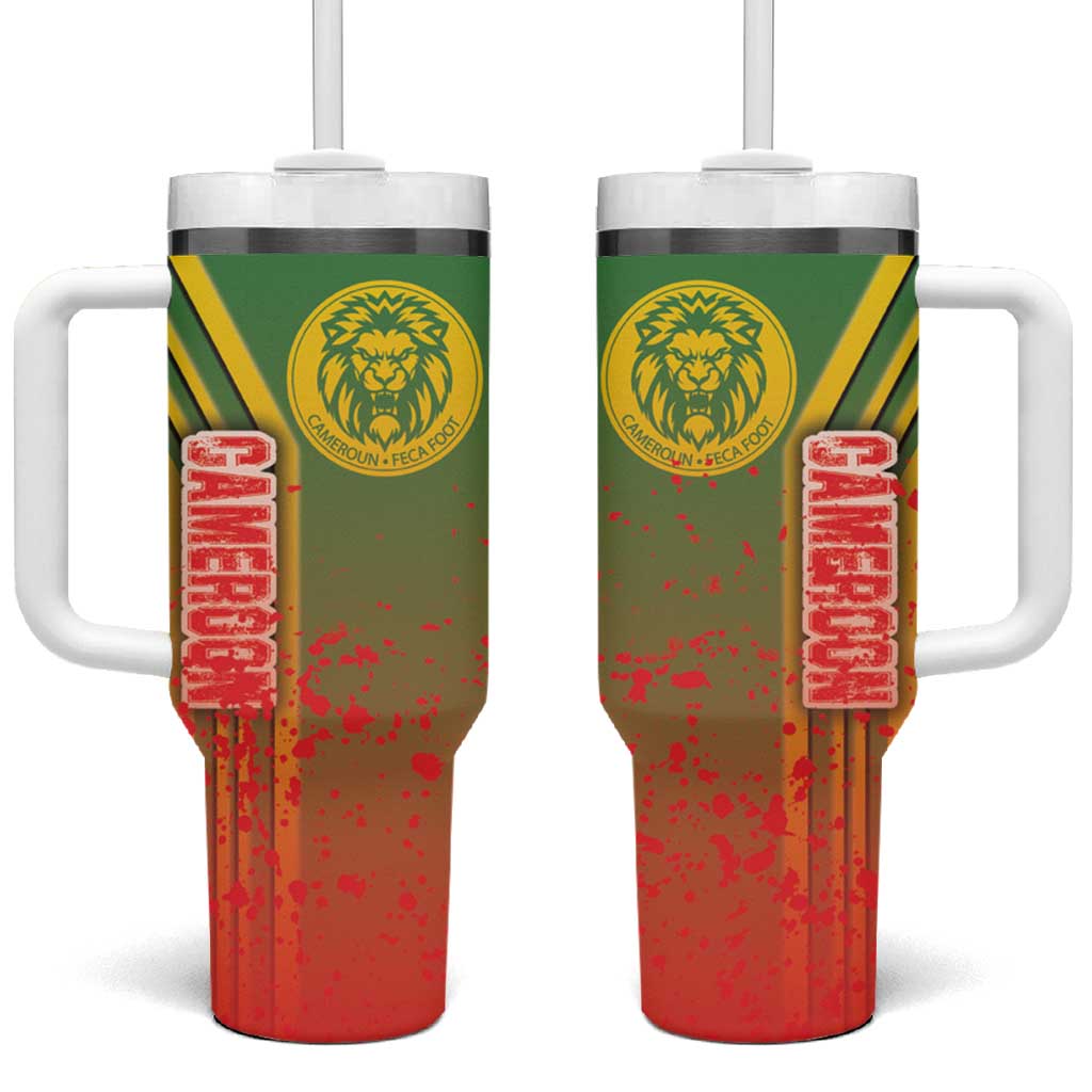 Cameroon Football Tumbler With Handle Indomitable Lions Soccer - Road To Champion