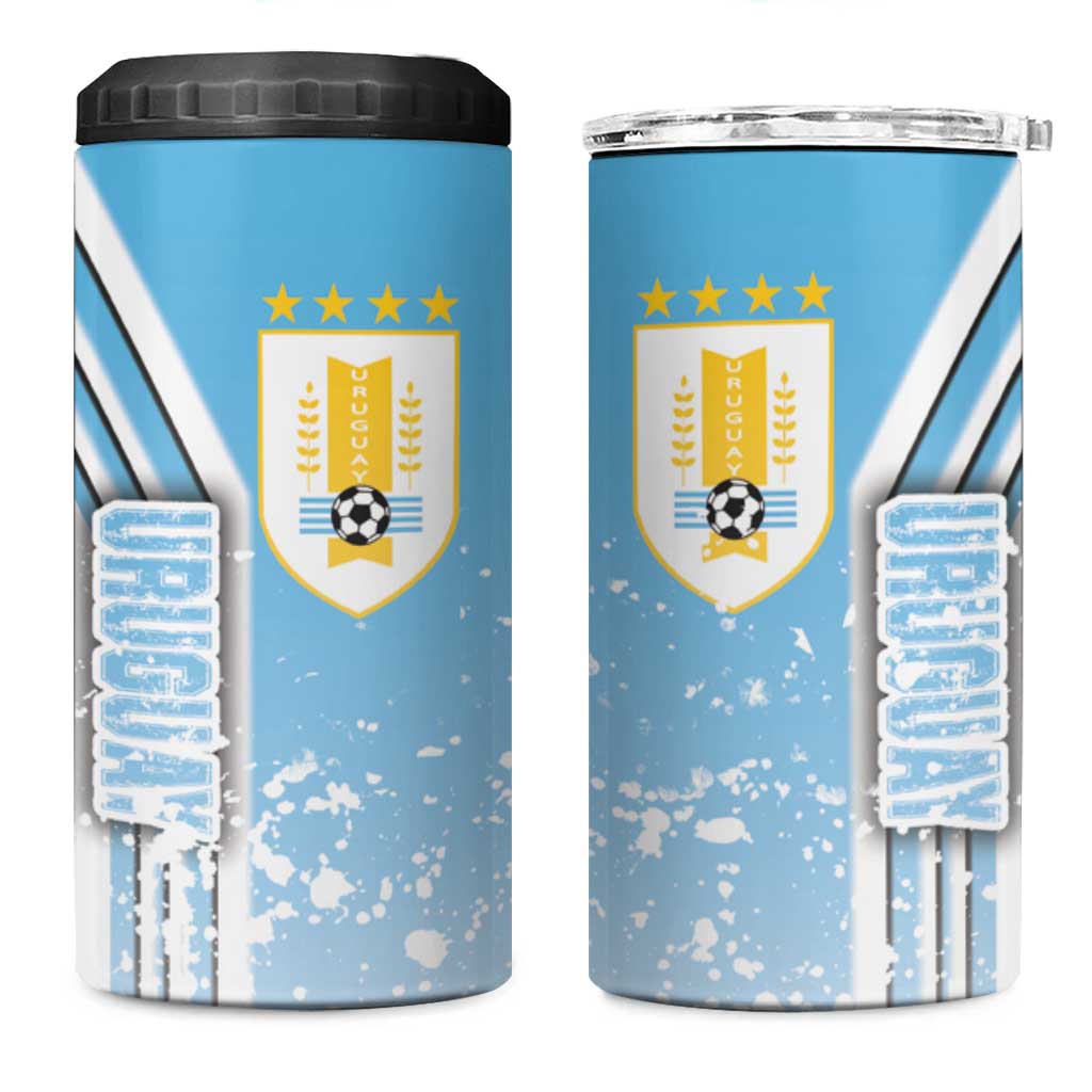 Uruguay Football 4 in 1 Can Cooler Tumbler Sky Blue Soccer - Road To Champion