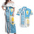 Uruguay Football Couples Matching Off Shoulder Maxi Dress and Hawaiian Shirt Sky Blue Soccer - Road To Champion