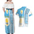 Uruguay Football Couples Matching Off Shoulder Maxi Dress and Hawaiian Shirt Sky Blue Soccer - Road To Champion