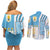 Uruguay Football Couples Matching Off Shoulder Short Dress and Long Sleeve Button Shirt Sky Blue Soccer - Road To Champion