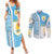 Uruguay Football Couples Matching Summer Maxi Dress and Long Sleeve Button Shirt Sky Blue Soccer - Road To Champion