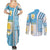 Uruguay Football Couples Matching Summer Maxi Dress and Long Sleeve Button Shirt Sky Blue Soccer - Road To Champion